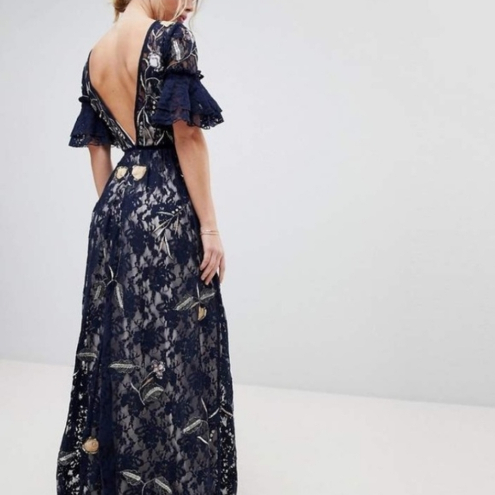 *Frock and Frill Embroidered Sequins Lace Maxi Boho Dress 8 - Picture 3 of 12